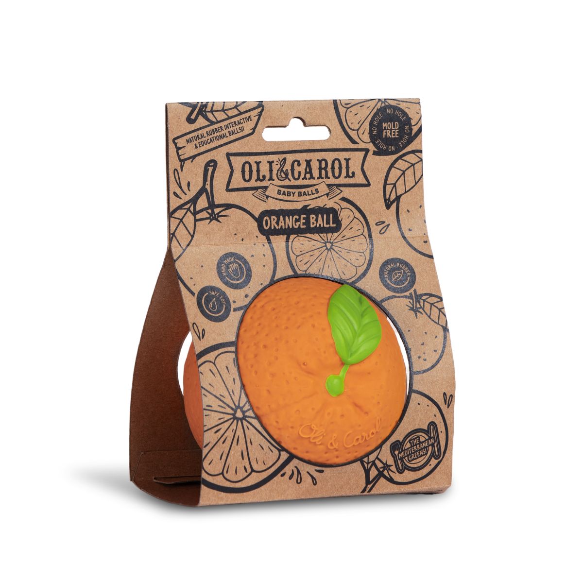 Ökologischer Ball aus Naturkutschuk in Orangen-Design von Oli &amp; Carol